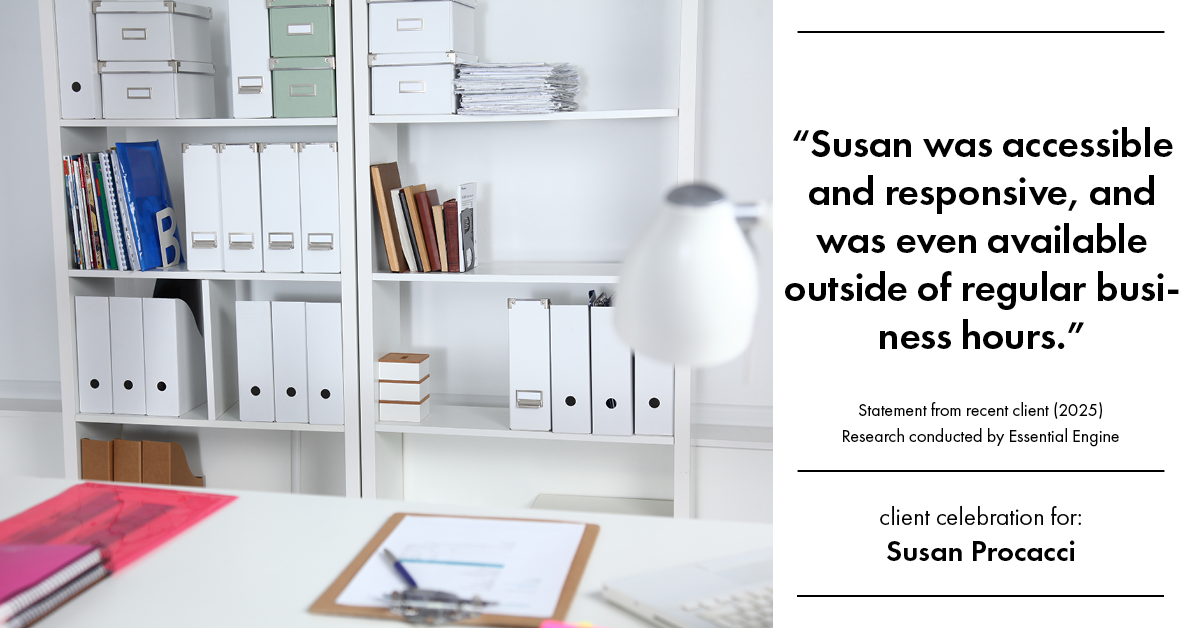 Testimonial for real estate agent Susan Procacci with Better Homes and Gardens Pristine in Naples, FL: "Susan was accessible and responsive, and was even available outside of regular business hours."