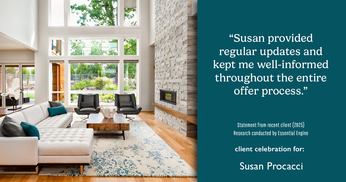 Testimonial for real estate agent Susan Procacci with Better Homes and Gardens Pristine in Naples, FL: "Susan provided regular updates and kept me well-informed throughout the entire offer process."