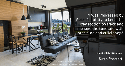 Testimonial for real estate agent Susan Procacci with Better Homes and Gardens Pristine in Naples, FL: "I was impressed by Susan's ability to keep the transaction on track and manage the timeline with precision and efficiency."