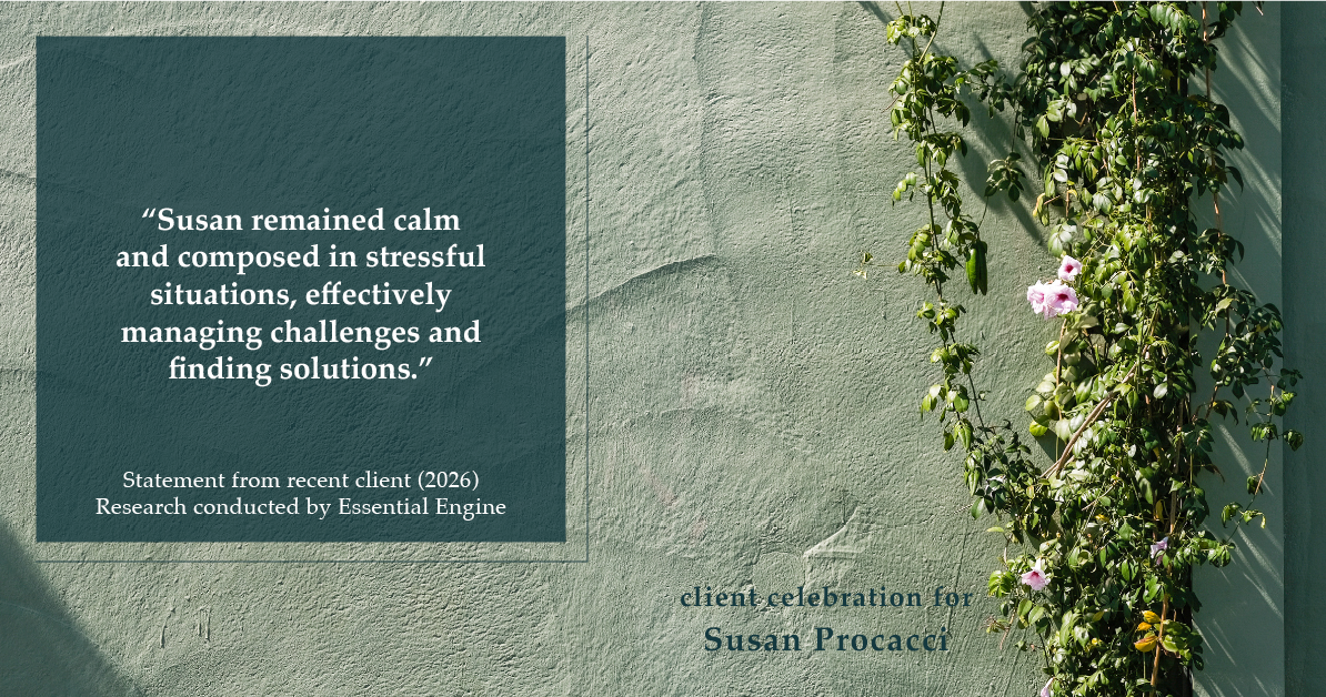 Testimonial for real estate agent Susan Procacci with Better Homes and Gardens Pristine in Naples, FL: "Susan remained calm and composed in stressful situations, effectively managing challenges and finding solutions."