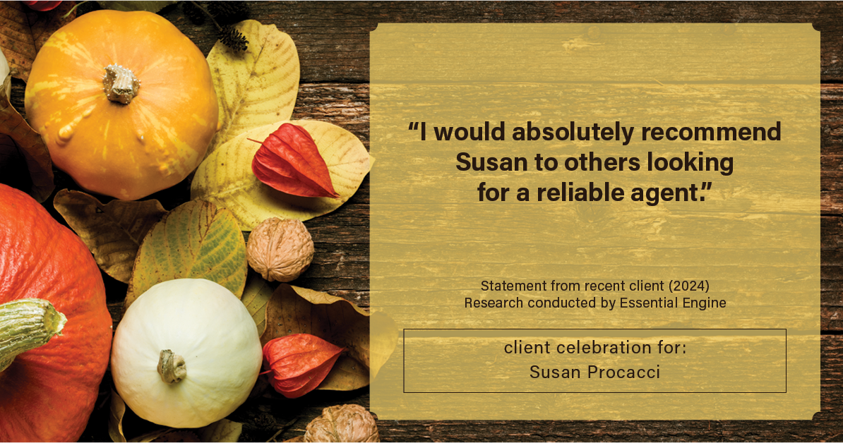 Testimonial for real estate agent Susan Procacci with Better Homes and Gardens Pristine in Naples, FL: "I would absolutely recommend Susan to others looking for a reliable agent."