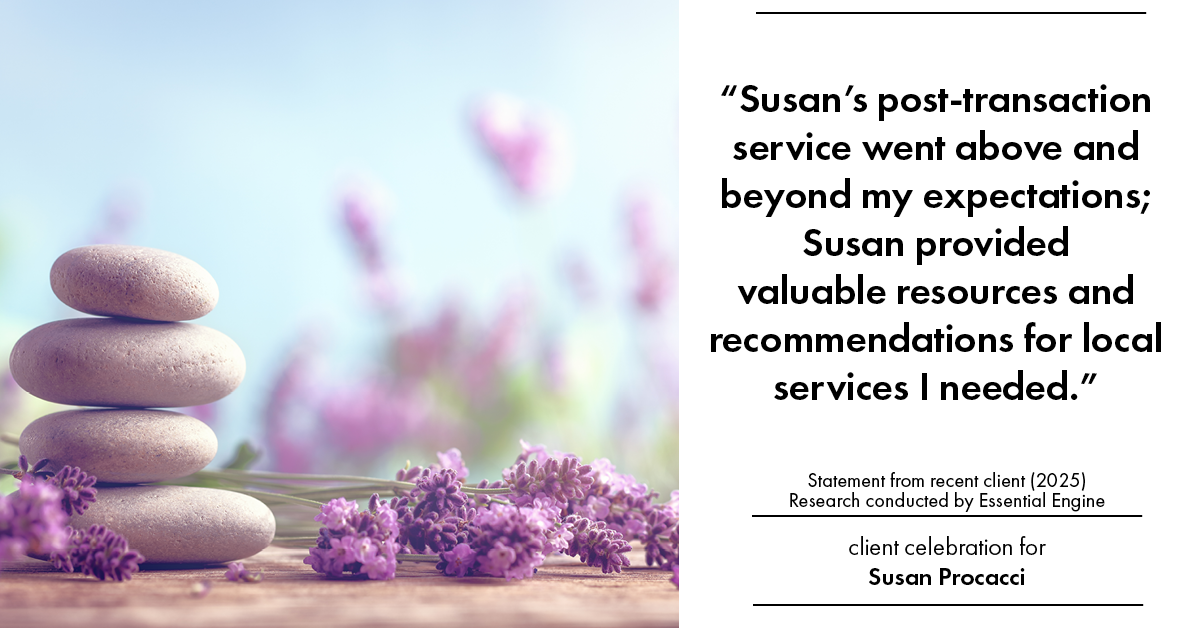 Testimonial for real estate agent Susan Procacci with Better Homes and Gardens Pristine in Naples, FL: "Susan's post-transaction service went above and beyond my expectations; Susan provided valuable resources and recommendations for local services I needed."