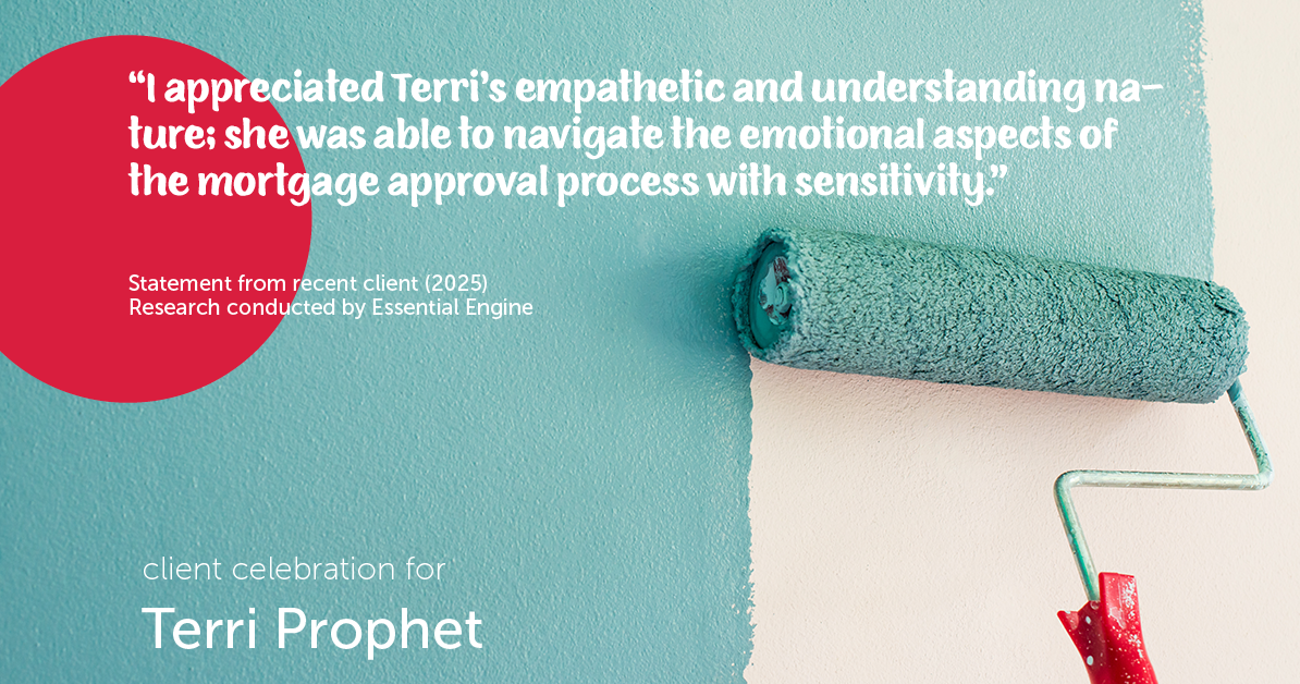 Testimonial for mortgage professional Terri Prophet with Best Interest Mortgage Inc in Naples, FL: "I appreciated Terri's empathetic and understanding nature; she was able to navigate the emotional aspects of the mortgage approval process with sensitivity."