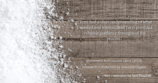 Testimonial for mortgage professional Terri Prophet with Best Interest Mortgage Inc in Naples, FL: "Terri had a clear understanding of what I needed and wanted, and Terri provided valuable guidance throughout the process."