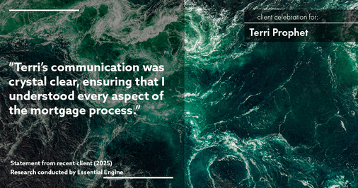 Testimonial for mortgage professional Terri Prophet with Best Interest Mortgage Inc in Naples, FL: "Terri's communication was crystal clear, ensuring that I understood every aspect of the mortgage process."