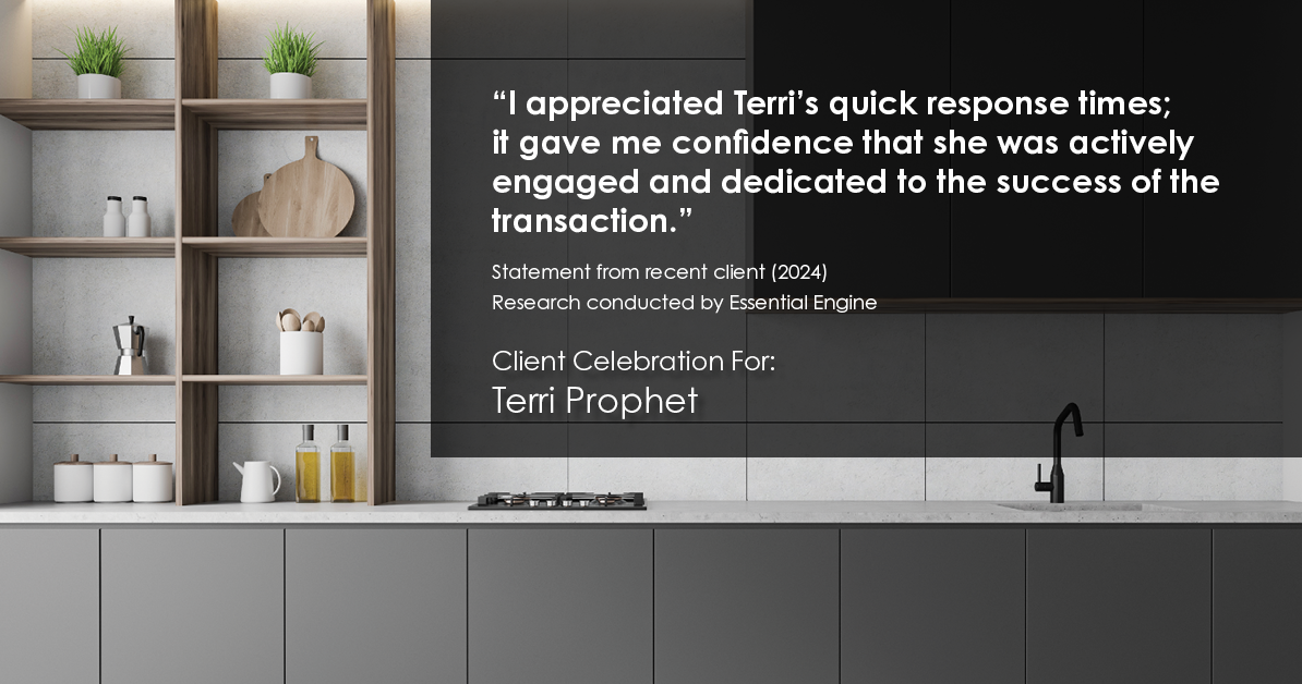Testimonial for mortgage professional Terri Prophet with Best Interest Mortgage Inc in Naples, FL: "I appreciated Terri's quick response times; it gave me confidence that she was actively engaged and dedicated to the success of the transaction."