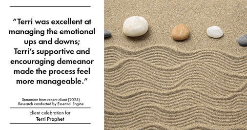 Testimonial for mortgage professional Terri Prophet with Best Interest Mortgage Inc in Naples, FL: "Terri was excellent at managing the emotional ups and downs; Terri's supportive and encouraging demeanor made the process feel more manageable."