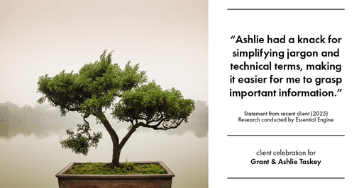 Testimonial for real estate agent Grant & Ashlie Taskey with Keystone Property Group in Kokomo, IN: "Ashlie had a knack for simplifying jargon and technical terms, making it easier for me to grasp important information."