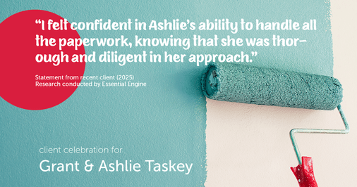 Testimonial for real estate agent Grant & Ashlie Taskey with Keystone Property Group in Kokomo, IN: "I felt confident in Ashlie's ability to handle all the paperwork, knowing that she was thorough and diligent in her approach."