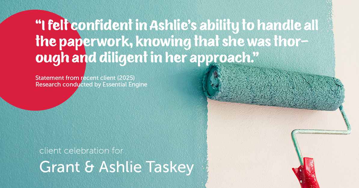 Testimonial for real estate agent Grant & Ashlie Taskey with Keystone Property Group in Kokomo, IN: "I felt confident in Ashlie's ability to handle all the paperwork, knowing that she was thorough and diligent in her approach."