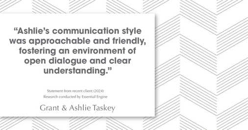 Testimonial for real estate agent Grant & Ashlie Taskey with Keystone Property Group in Kokomo, IN: "Ashlie's communication style was approachable and friendly, fostering an environment of open dialogue and clear understanding."