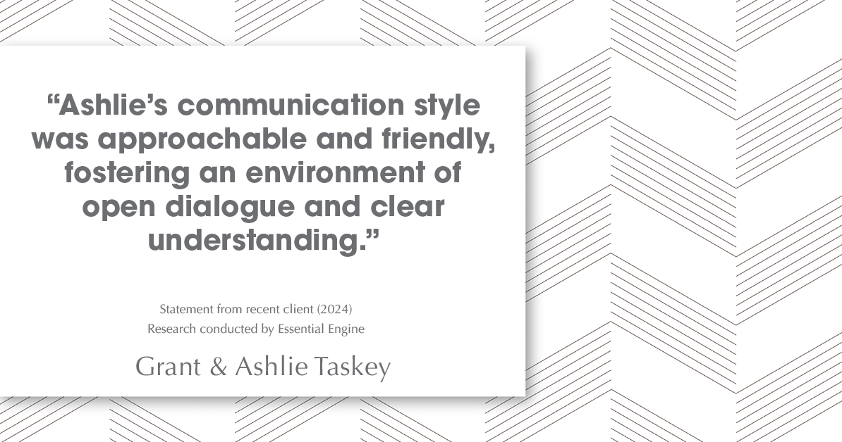 Testimonial for real estate agent Grant & Ashlie Taskey with Keystone Property Group in Kokomo, IN: "Ashlie's communication style was approachable and friendly, fostering an environment of open dialogue and clear understanding."
