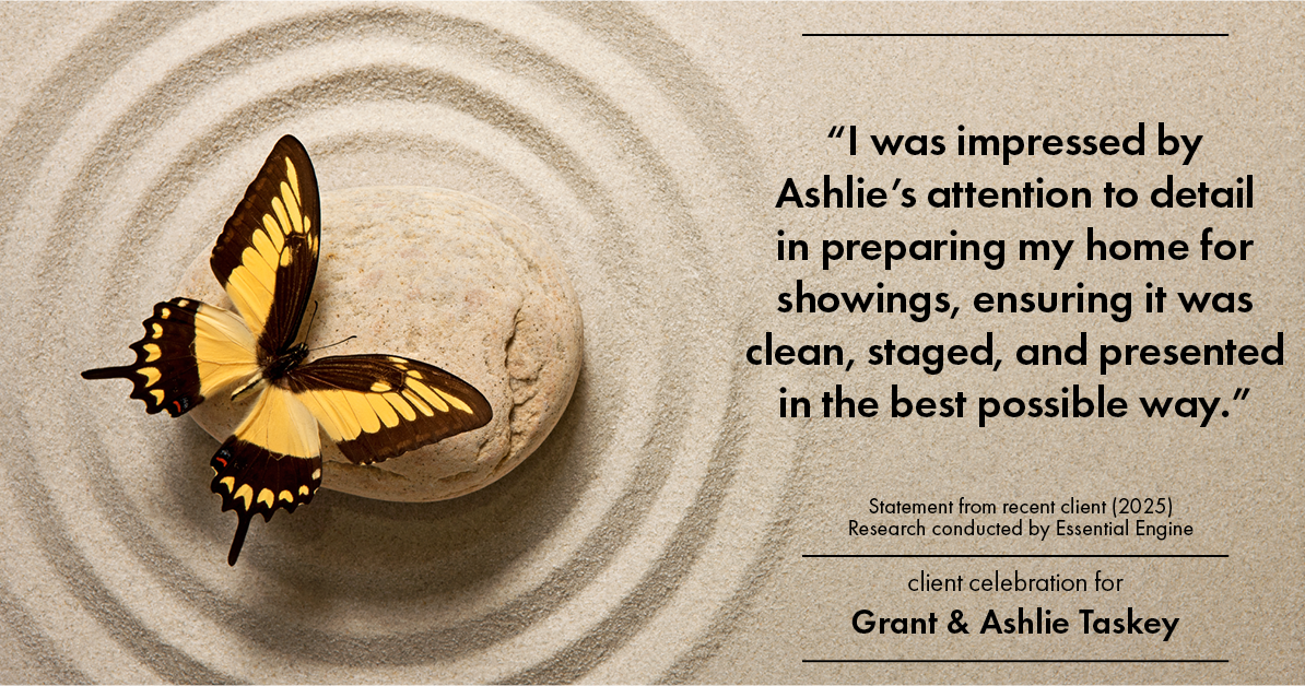 Testimonial for real estate agent Grant & Ashlie Taskey with Keystone Property Group in Kokomo, IN: "I was impressed by Ashlie's attention to detail in preparing my home for showings, ensuring it was clean, staged, and presented in the best possible way."