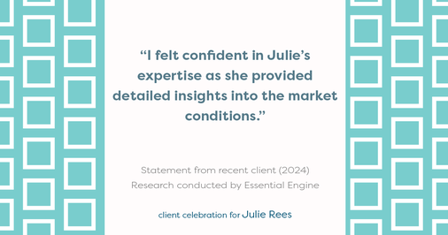 Testimonial for real estate agent Julie Rees with Coldwell Banker Realty in El Dorado Hills, CA: "I felt confident in Julie's expertise as she provided detailed insights into the market conditions."