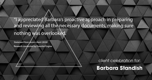 Testimonial for real estate agent Barbara Standish with Coldwell Banker Realty in Sarasota, FL: "I appreciated Barbara's proactive approach in preparing and reviewing all the necessary documents, making sure nothing was overlooked."