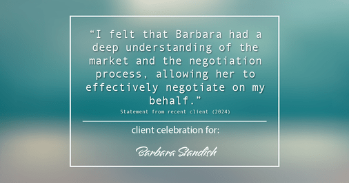 Testimonial for real estate agent Barbara Standish with Coldwell Banker Realty in Sarasota, FL: "I would definitely recommend Barbara to others."