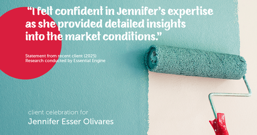 Testimonial for real estate agent Jennifer and Armando Olivares - Jonathan Esser with Camelot West Realty in Tustin, CA: "I felt confident in Jennifer's expertise as she provided detailed insights into the market conditions."