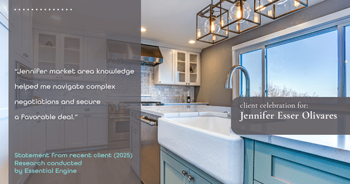 Testimonial for real estate agent Jennifer and Armando Olivares - Jonathan Esser with Camelot West Realty in Tustin, CA: "Jennifer market area knowledge helped me navigate complex negotiations and secure a favorable deal."