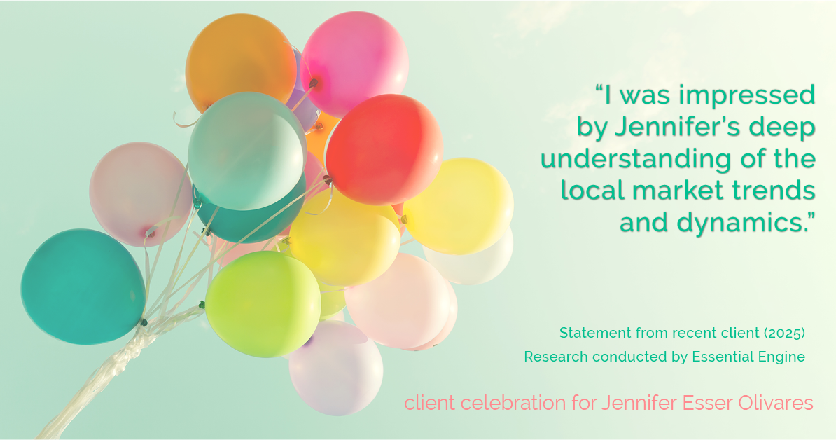 Testimonial for real estate agent Jennifer and Armando Olivares - Jonathan Esser with Camelot West Realty in Tustin, CA: "I was impressed by Jennifer's deep understanding of the local market trends and dynamics."