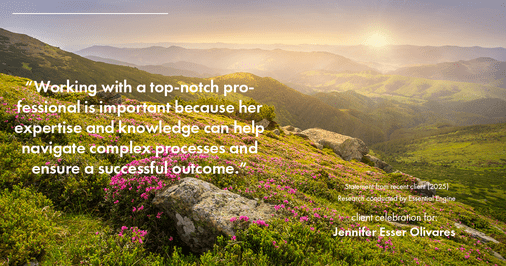 Testimonial for real estate agent Jennifer and Armando Olivares - Jonathan Esser with Camelot West Realty in Tustin, CA: "Working with a top-notch professional is important because her expertise and knowledge can help navigate complex processes and ensure a successful outcome."