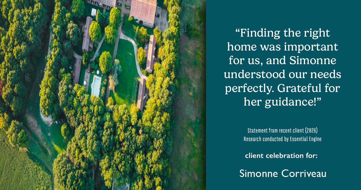 Testimonial for real estate agent Simonne Corriveau with Keller Williams Legacy Partners in West Hartford, CT: "Finding the right home was important for us, and Simonne understood our needs perfectly. Grateful for her guidance!"