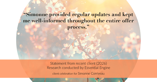 Testimonial for real estate agent Simonne Corriveau with Keller Williams Legacy Partners in West Hartford, CT: "Simonne provided regular updates and kept me well-informed throughout the entire offer process."