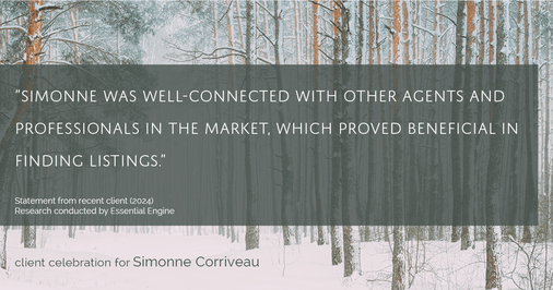 Testimonial for real estate agent Simonne Corriveau with Keller Williams Legacy Partners in West Hartford, CT: "Simonne was well-connected with other agents and professionals in the market, which proved beneficial in finding listings."