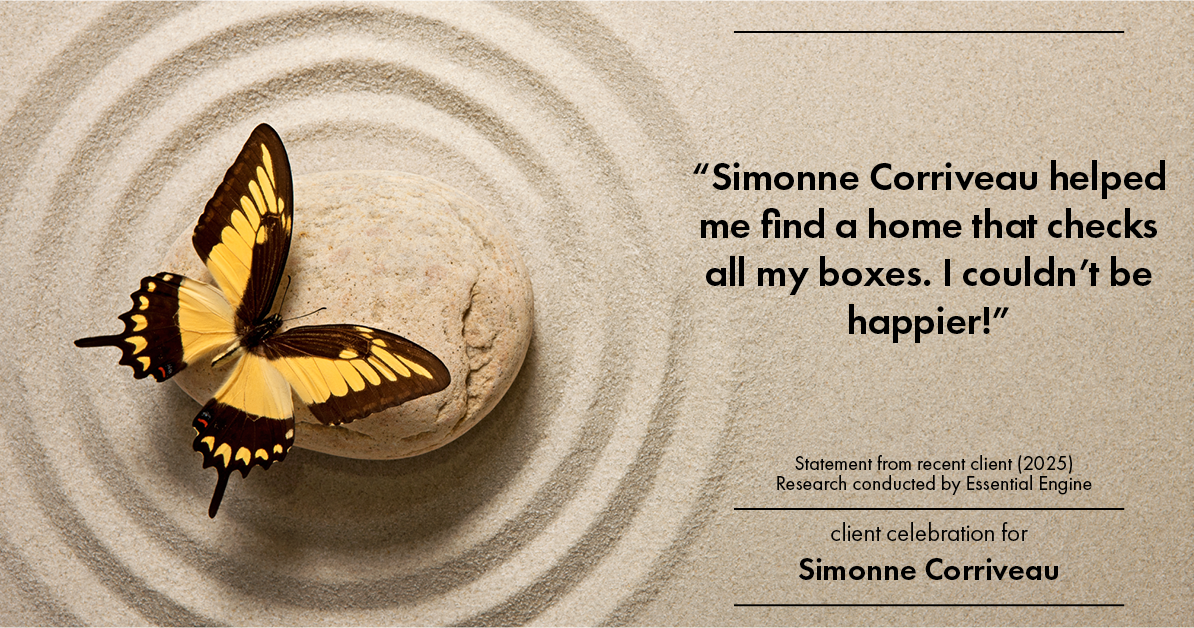Testimonial for real estate agent Simonne Corriveau with Keller Williams Legacy Partners in West Hartford, CT: "Simonne Corriveau helped me find a home that checks all my boxes. I couldn't be happier!"