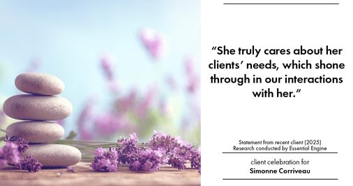 Testimonial for real estate agent Simonne Corriveau with Keller Williams Legacy Partners in West Hartford, CT: "She truly cares about her clients' needs, which shone through in our interactions with her."