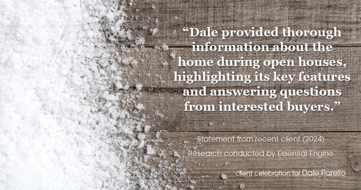 Testimonial for real estate agent Dale Parello with BHHS Fox & Roach, Realtors in Robbinsville, New Jersey: "Dale provided thorough information about the home during open houses, highlighting its key features and answering questions from interested buyers."