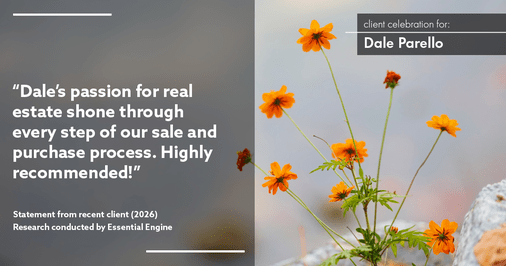 Testimonial for real estate agent Dale Parello with BHHS Fox & Roach, Realtors in Robbinsville, New Jersey: "Dale's passion for real estate shone through every step of our sale and purchase process. Highly recommended!"