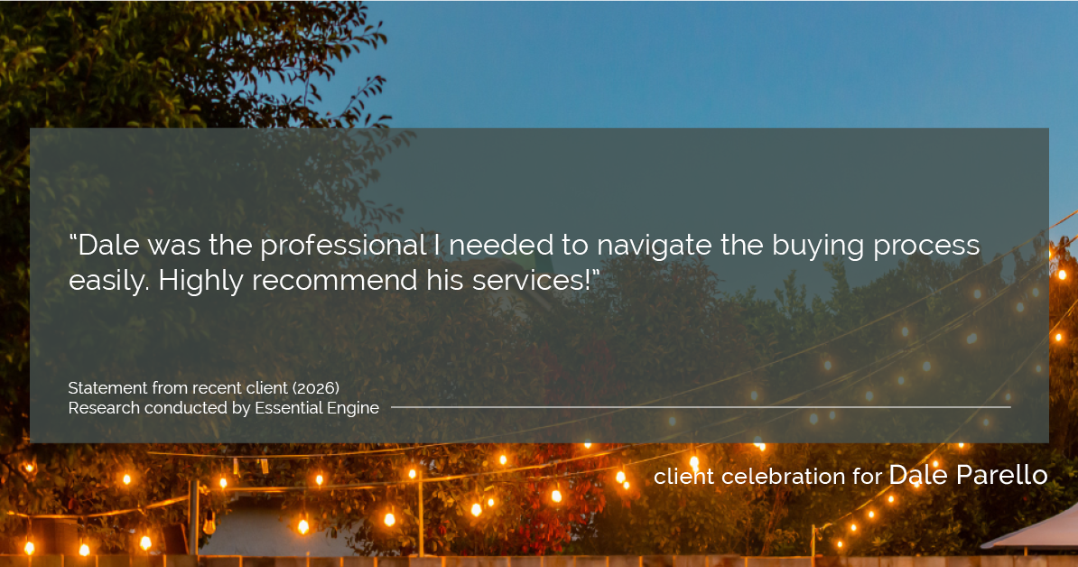 Testimonial for real estate agent Dale Parello with BHHS Fox & Roach, Realtors in Robbinsville, New Jersey: "Dale was the professional I needed to navigate the buying process easily. Highly recommend his services!"