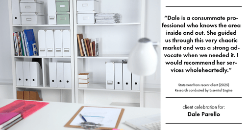 Testimonial for real estate agent Dale Parello with BHHS Fox & Roach, Realtors in Robbinsville, New Jersey: "Dale is a consummate professional who knows the area inside and out. She guided us through this very chaotic market and was a strong advocate when we needed it. I would recommend her services wholeheartedly."