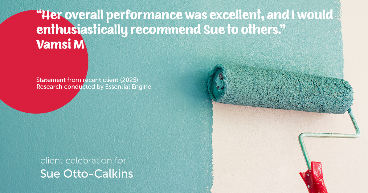 Testimonial for real estate agent Sue Otto-Calkins in Rancho Santa Fe, CA: "Her overall performance was excellent, and I would enthusiastically recommend Sue to others."