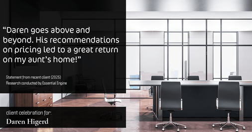 Testimonial for real estate agent Daren Higerd with Weichert, Realtors Welch and Company in KANSAS CITY, MO: "Daren goes above and beyond. His recommendations on pricing led to a great return on my aunt's home!"