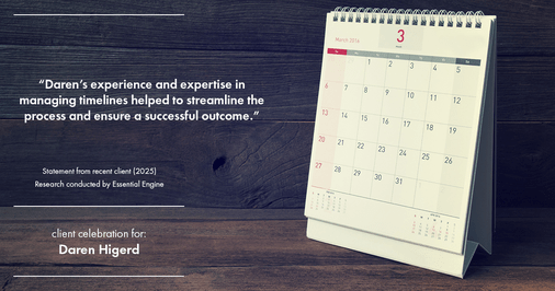 Testimonial for real estate agent Daren Higerd with Weichert, Realtors Welch and Company in KANSAS CITY, MO: "Daren's experience and expertise in managing timelines helped to streamline the process and ensure a successful outcome."