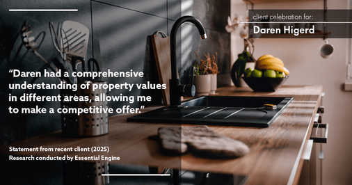 Testimonial for real estate agent Daren Higerd with Weichert, Realtors Welch and Company in KANSAS CITY, MO: "Daren had a comprehensive understanding of property values in different areas, allowing me to make a competitive offer."