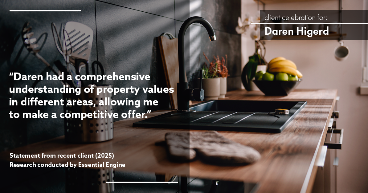 Testimonial for real estate agent Daren Higerd with Weichert, Realtors Welch and Company in KANSAS CITY, MO: "Daren had a comprehensive understanding of property values in different areas, allowing me to make a competitive offer."