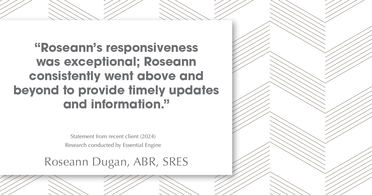 Testimonial for real estate agent Roseann Dugan, ABR, SRES with HOMESMART Professionals in Warren, RI: "Roseann's responsiveness was exceptional; Roseann consistently went above and beyond to provide timely updates and information."