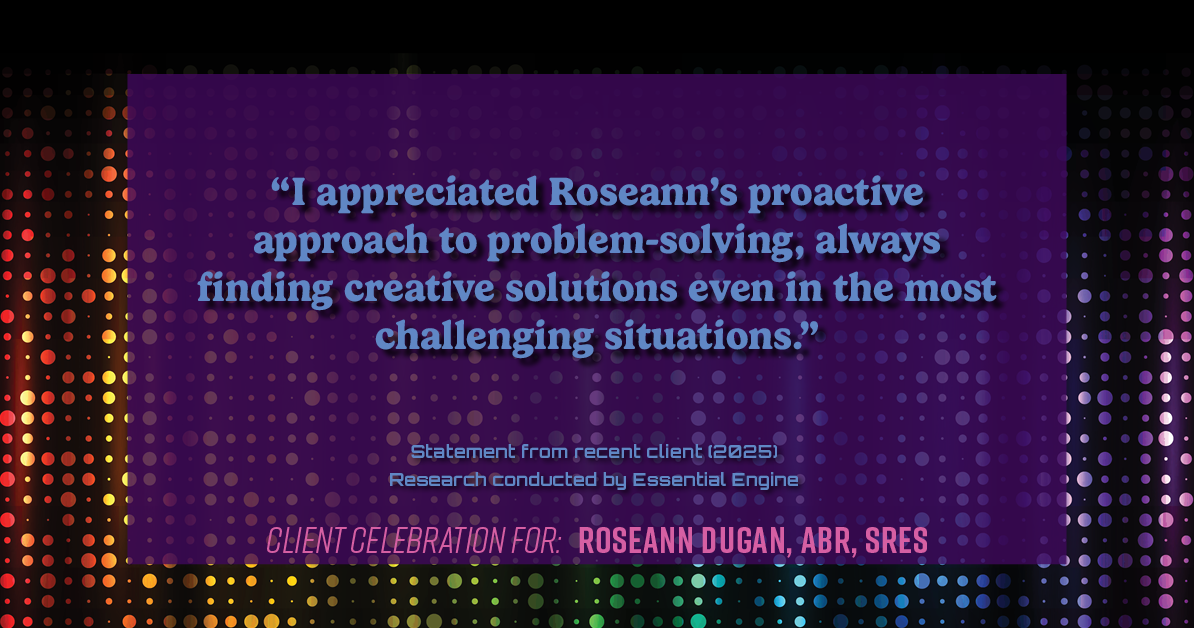 Testimonial for real estate agent Roseann Dugan, ABR, SRES with HOMESMART Professionals in Warren, RI: "I appreciated Roseann's proactive approach to problem-solving, always finding creative solutions even in the most challenging situations."