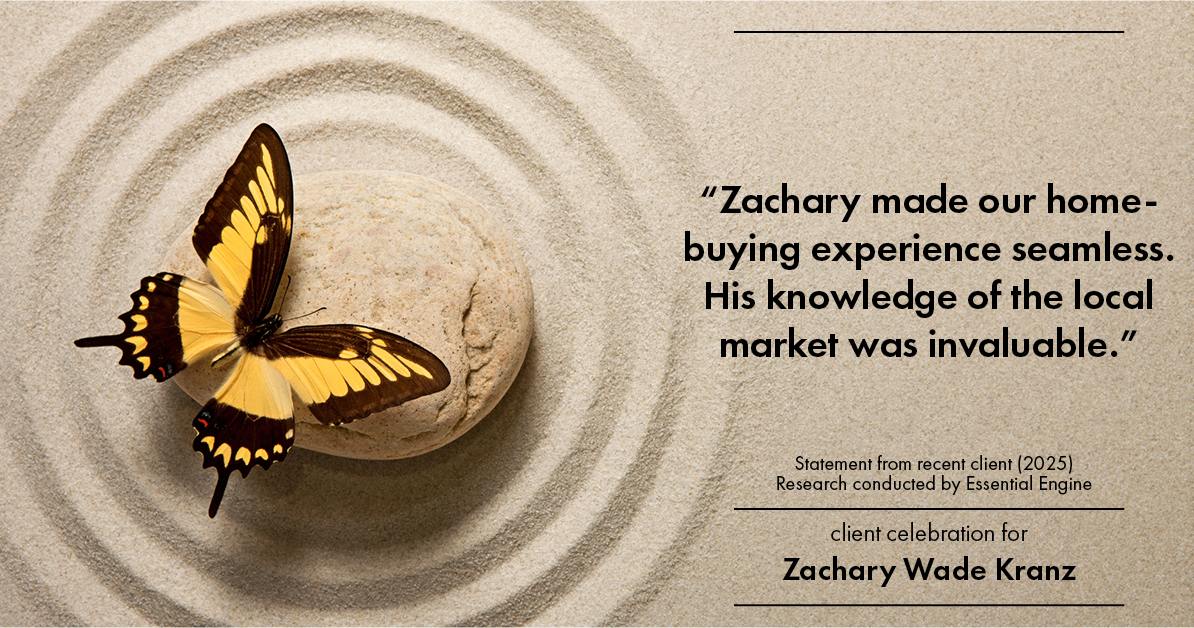 Testimonial for real estate agent Zachary Wade Kranz with Milwaukee Executive Realty, LLC in Grafton, WI: "Zachary made our home-buying experience seamless. His knowledge of the local market was invaluable."