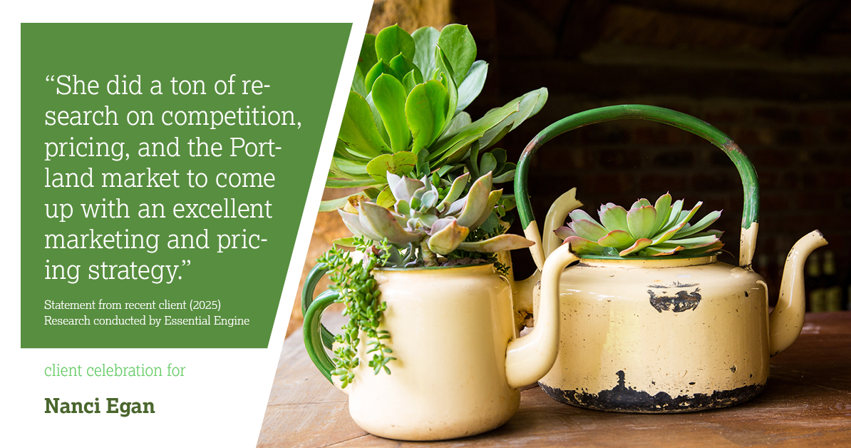 Testimonial for real estate agent Nanci Egan with John L. Scott Real Estate in Beaverton, OR: "She did a ton of research on competition, pricing, and the Portland market to come up with an excellent marketing and pricing strategy.”