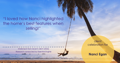 Testimonial for real estate agent Nanci Egan with John L. Scott Real Estate in Beaverton, OR: "I loved how Nanci highlighted the home's best features when selling!"
