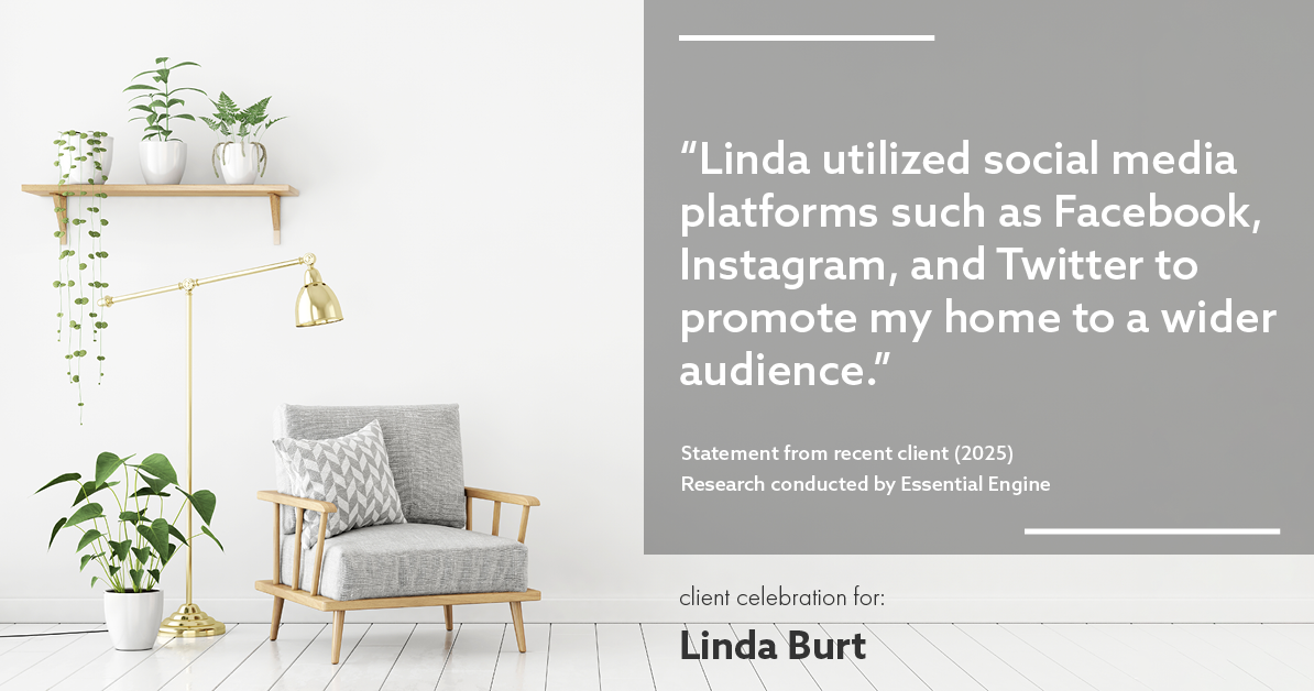 Testimonial for real estate agent Linda Burt with Top Hat Realty Group, LLC in North Richland Hills, TX: "Linda utilized social media platforms such as Facebook, Instagram, and Twitter to promote my home to a wider audience."
