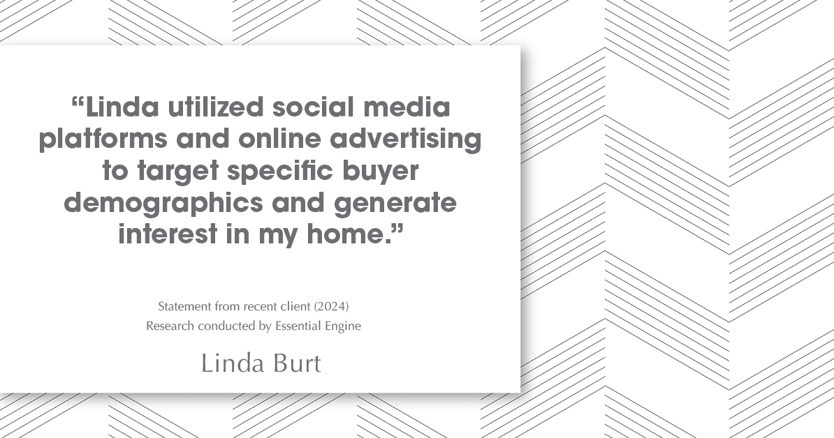 Testimonial for real estate agent Linda Burt with Top Hat Realty Group, LLC in North Richland Hills, TX: "Linda utilized social media platforms and online advertising to target specific buyer demographics and generate interest in my home."