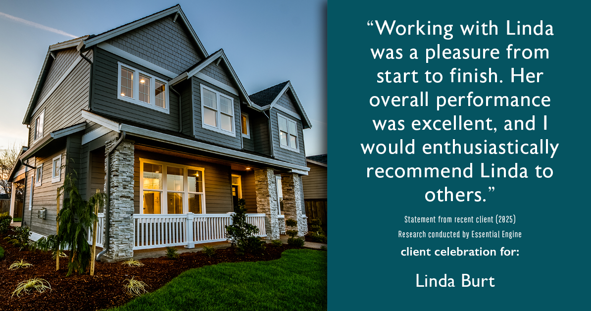 Testimonial for real estate agent Linda Burt with Top Hat Realty Group, LLC in North Richland Hills, TX: "Working with Linda was a pleasure from start to finish. her overall performance was excellent, and I would enthusiastically recommend Linda to others."