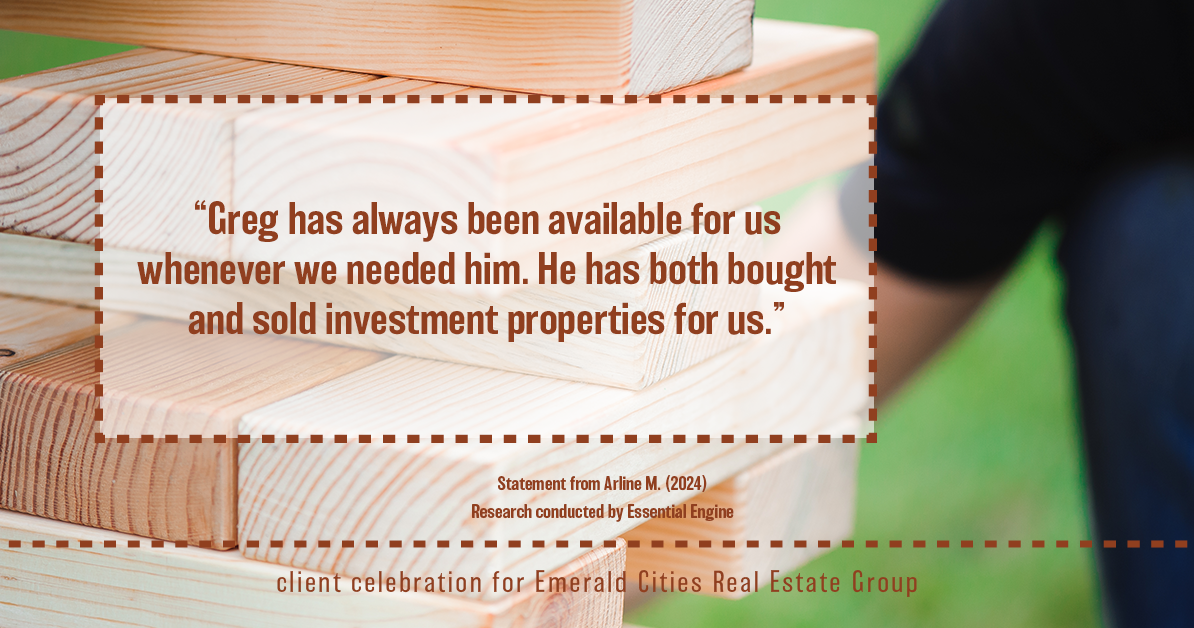 Testimonial for real estate agent Emerald Cities Real Estate Group with Keller Williams Realty in Dallas, TX: “Greg has always been available for us whenever we needed him. He has both bought and sold investment properties for us.”