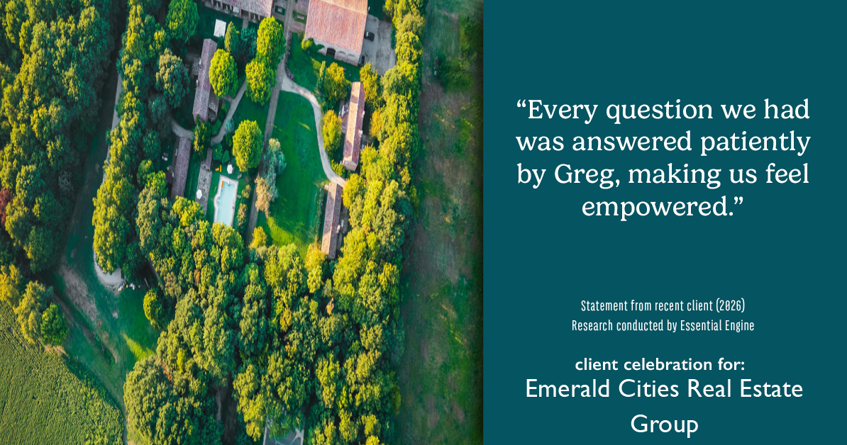 Testimonial for real estate agent Emerald Cities Real Estate Group with Keller Williams Realty in Dallas, TX: "Every question we had was answered patiently by Greg, making us feel empowered."