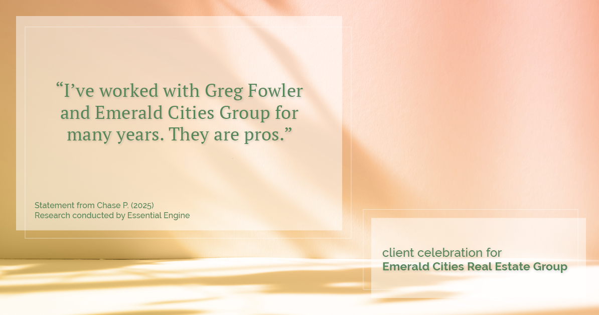 Testimonial for real estate agent Emerald Cities Real Estate Group with Keller Williams Realty in Dallas, TX: “I've worked with Greg Fowler and Emerald Cities Group for many years. They are pros."