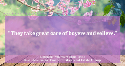 Testimonial for real estate agent Emerald Cities Real Estate Group with Keller Williams Realty in Dallas, TX: “They take great care of buyers and sellers.”